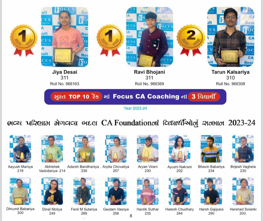 Jiya Desai, Ravi Bhojani and Tarun Kalsariya — Surat Top 10 rankers
